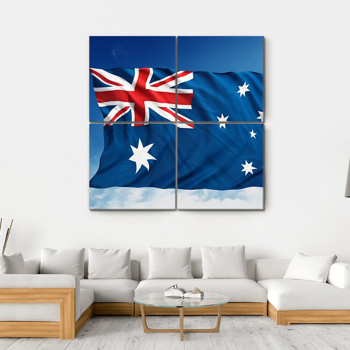 Flag Of Australia Canvas Wall Art-4 Square-Gallery Wrap-17" x 17"-Tiaracle