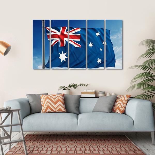 Flag Of Australia Canvas Wall Art-5 Horizontal-Gallery Wrap-22" x 12"-Tiaracle