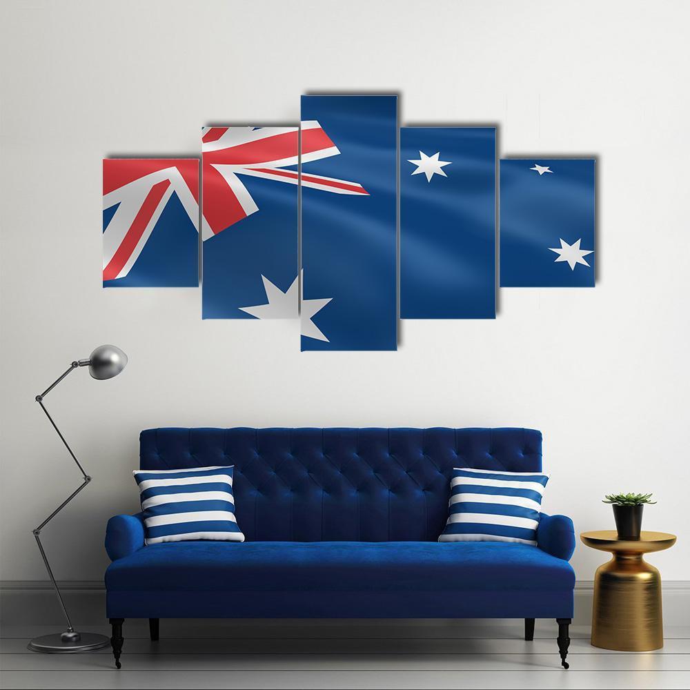 Flag of Australia Canvas Wall Art-5 Star-Gallery Wrap-62" x 32"-Tiaracle