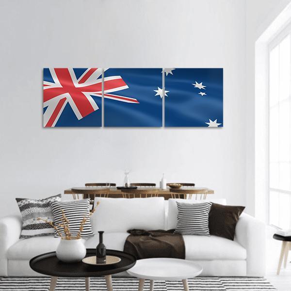 Flag of Australia Panoramic Canvas Wall Art-3 Piece-25" x 08"-Tiaracle