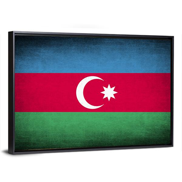 Flag Of Azerbaijan Canvas Wall Art-3 Horizontal-Gallery Wrap-25" x 16"-Tiaracle