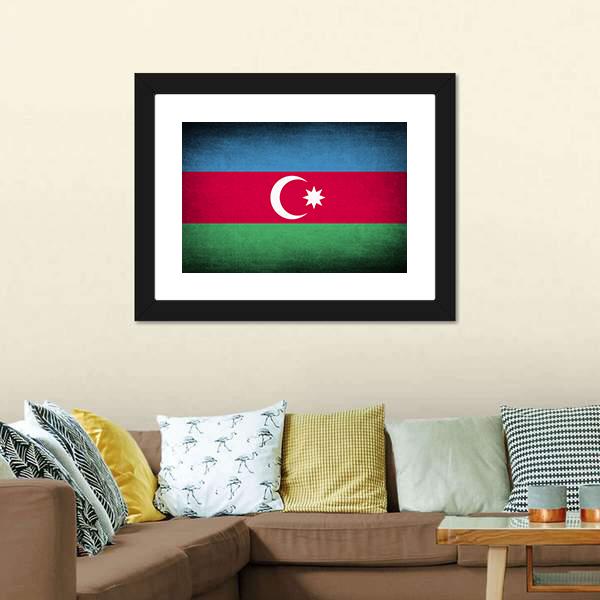 Flag Of Azerbaijan Canvas Wall Art-3 Horizontal-Gallery Wrap-25" x 16"-Tiaracle