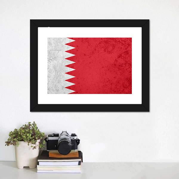 Flag Of Bahrain Canvas Wall Art-1 Piece-Framed Print-20" x 16"-Tiaracle