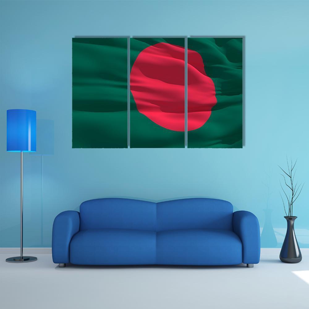 Flag Of Bangladesh Canvas Wall Art-3 Horizontal-Gallery Wrap-37" x 24"-Tiaracle