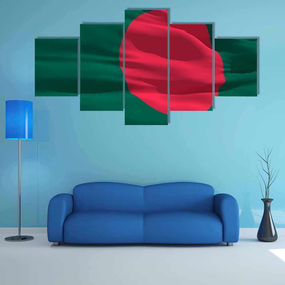 Flag Of Bangladesh Canvas Wall Art-5 Star-Gallery Wrap-62" x 32"-Tiaracle
