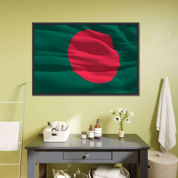 Flag Of Bangladesh Canvas Wall Art-1 Piece-Floating Frame-24" x 16"-Tiaracle