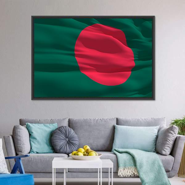 Flag Of Bangladesh Canvas Wall Art-3 Horizontal-Gallery Wrap-25" x 16"-Tiaracle