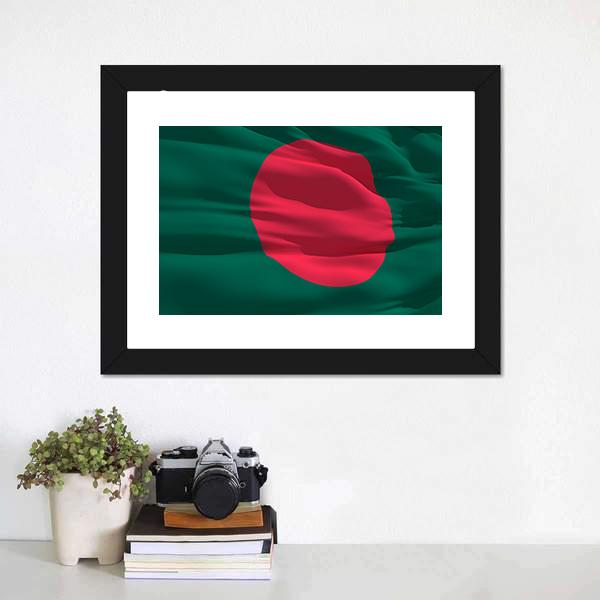 Flag Of Bangladesh Canvas Wall Art-1 Piece-Framed Print-20" x 16"-Tiaracle