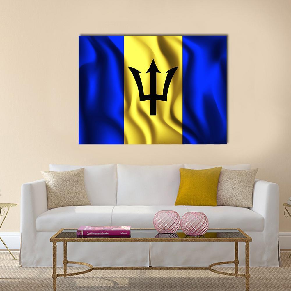 Flag Of Barbados Canvas Wall Art-1 Piece-Gallery Wrap-36" x 24"-Tiaracle