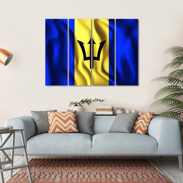 Flag Of Barbados Canvas Wall Art-4 Horizontal-Gallery Wrap-34" x 24"-Tiaracle