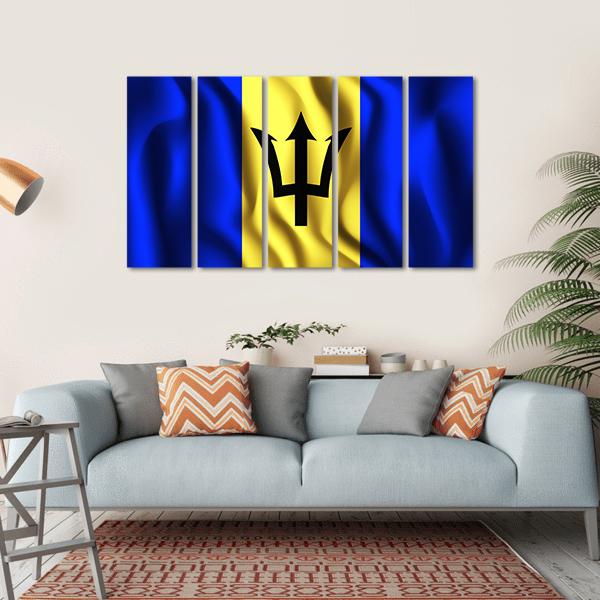 Flag Of Barbados Canvas Wall Art-5 Horizontal-Gallery Wrap-22" x 12"-Tiaracle