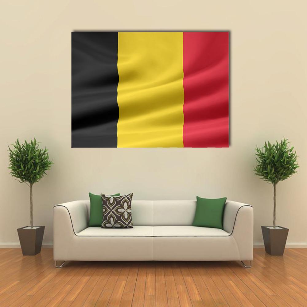 Flag Of Belgium Canvas Wall Art-5 Horizontal-Gallery Wrap-22" x 12"-Tiaracle