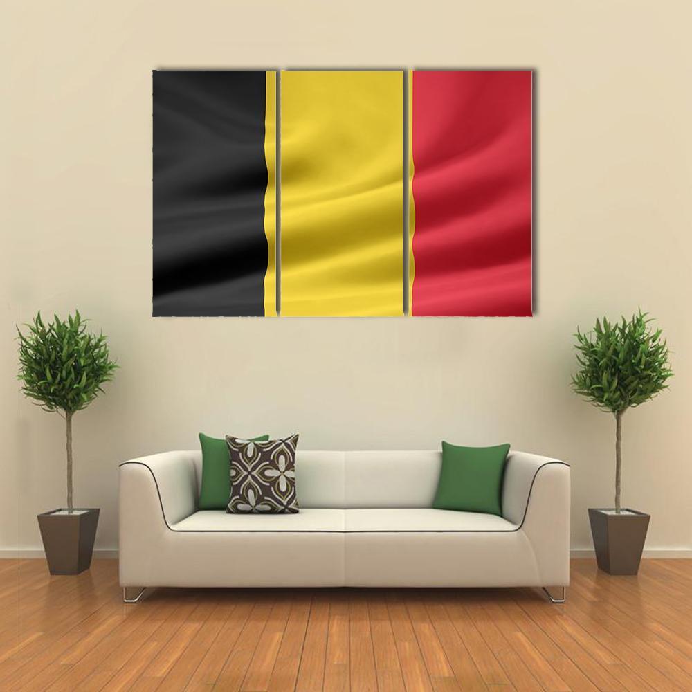Flag Of Belgium Canvas Wall Art-3 Horizontal-Gallery Wrap-37" x 24"-Tiaracle