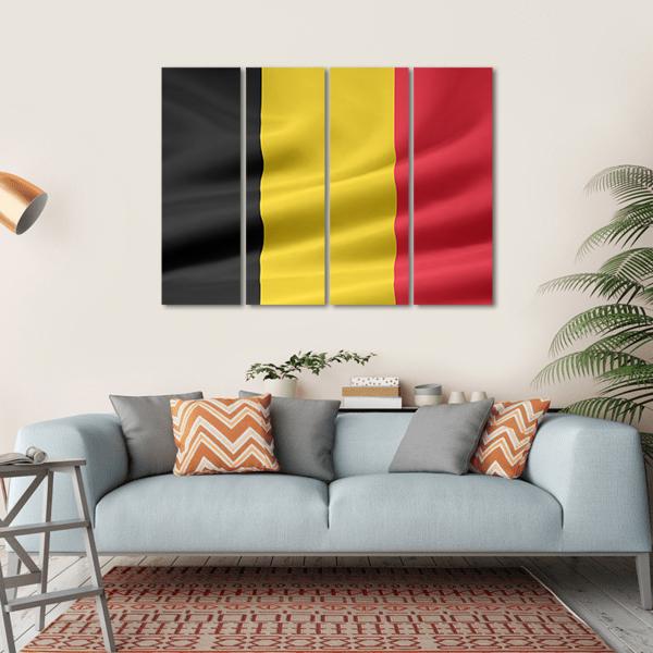 Flag Of Belgium Canvas Wall Art-4 Horizontal-Gallery Wrap-34" x 24"-Tiaracle