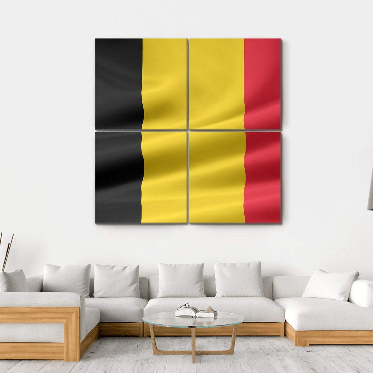 Flag Of Belgium Canvas Wall Art-4 Square-Gallery Wrap-17" x 17"-Tiaracle