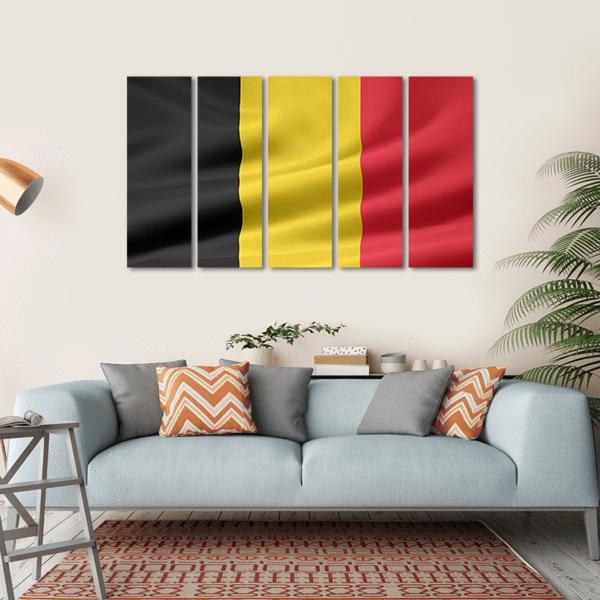 Flag Of Belgium Canvas Wall Art-5 Horizontal-Gallery Wrap-22" x 12"-Tiaracle