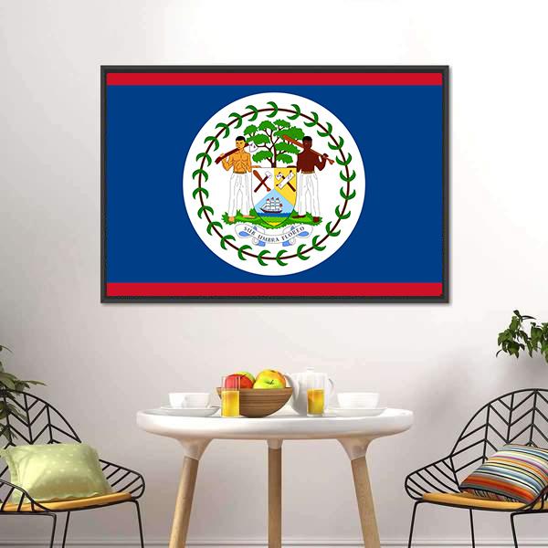 Flag Of Belize Canvas Wall Art-5 Horizontal-Gallery Wrap-22" x 12"-Tiaracle