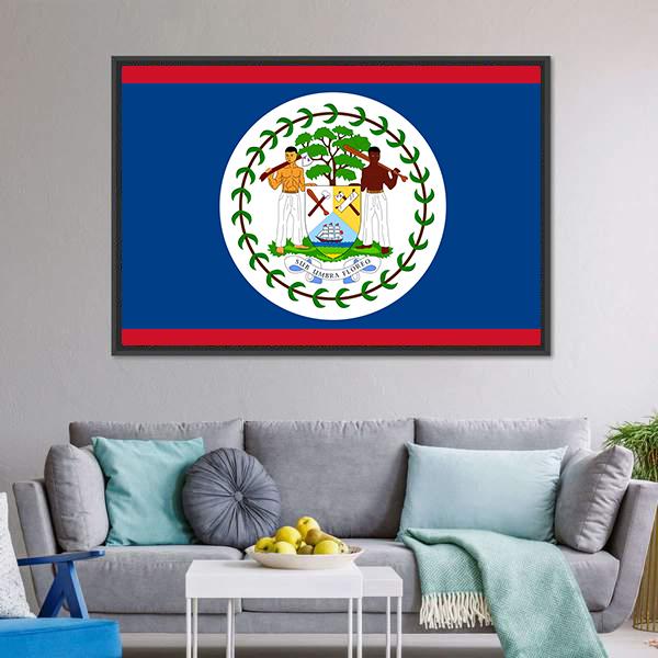Flag Of Belize Canvas Wall Art-5 Horizontal-Gallery Wrap-22" x 12"-Tiaracle