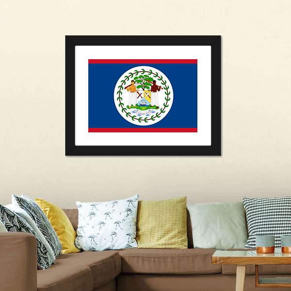 Flag Of Belize Canvas Wall Art-5 Horizontal-Gallery Wrap-22" x 12"-Tiaracle