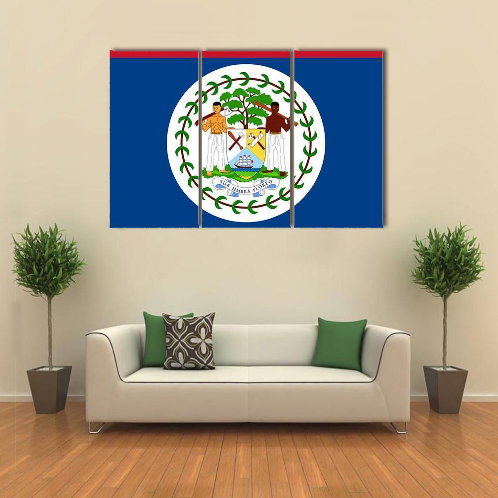 Flag Of Belize Canvas Wall Art-3 Horizontal-Gallery Wrap-37" x 24"-Tiaracle