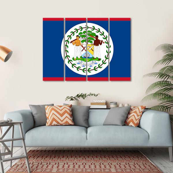 Flag Of Belize Canvas Wall Art-4 Horizontal-Gallery Wrap-34" x 24"-Tiaracle
