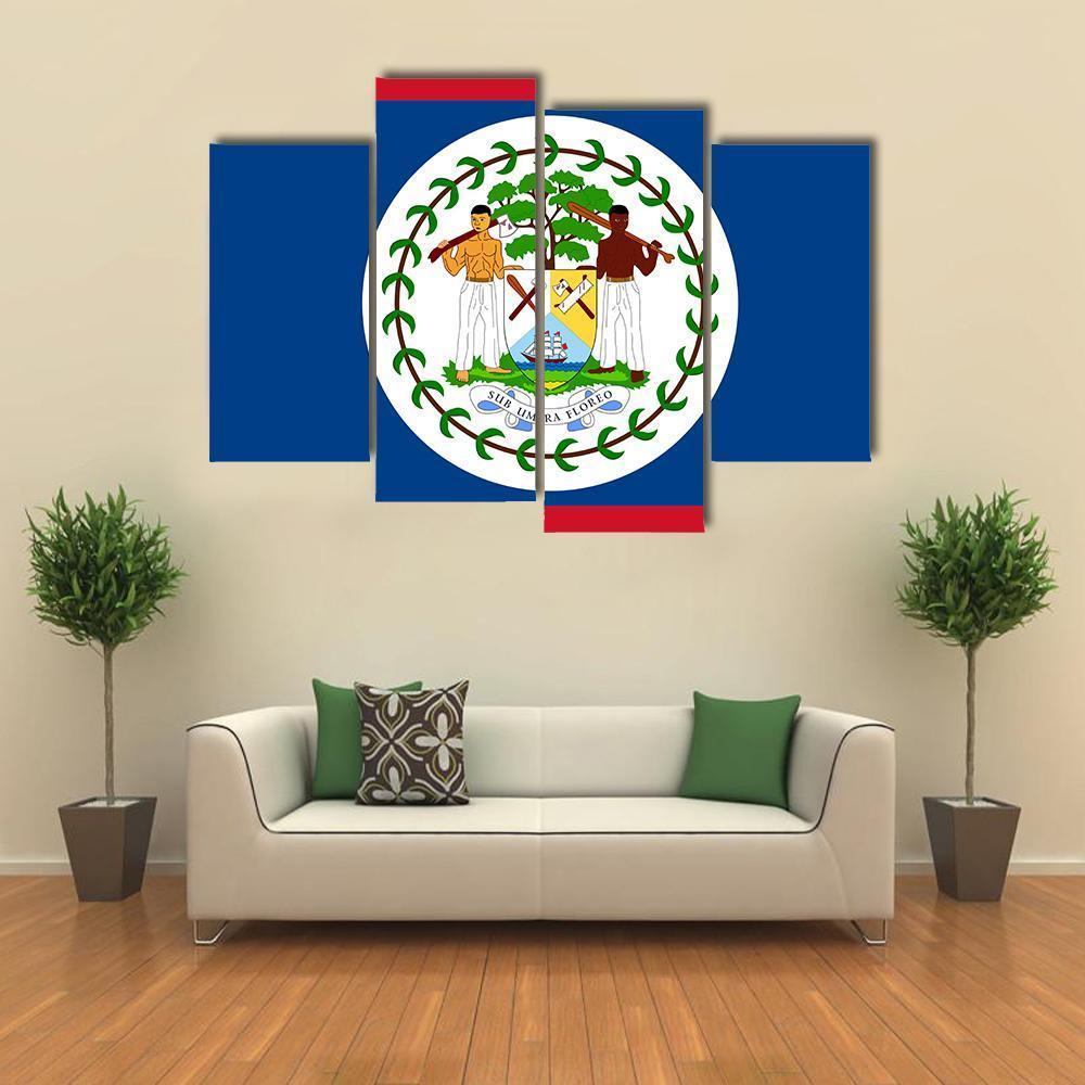 Flag Of Belize Canvas Wall Art-4 Pop-Gallery Wrap-50" x 32"-Tiaracle