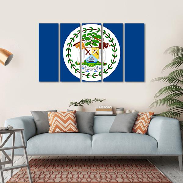 Flag Of Belize Canvas Wall Art-5 Horizontal-Gallery Wrap-22" x 12"-Tiaracle