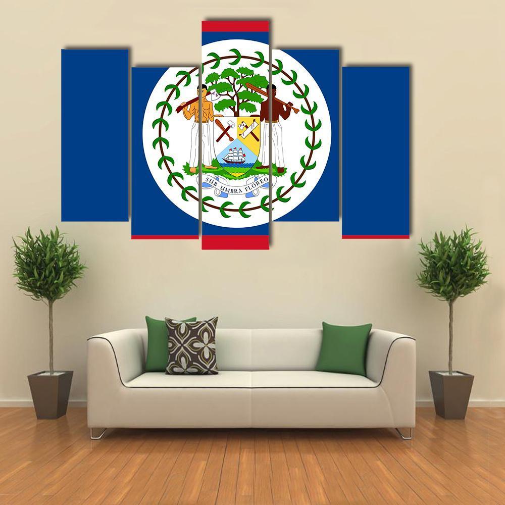 Flag Of Belize Canvas Wall Art-5 Pop-Gallery Wrap-47" x 32"-Tiaracle