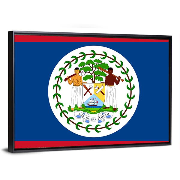 Flag Of Belize Canvas Wall Art-3 Horizontal-Gallery Wrap-25" x 16"-Tiaracle