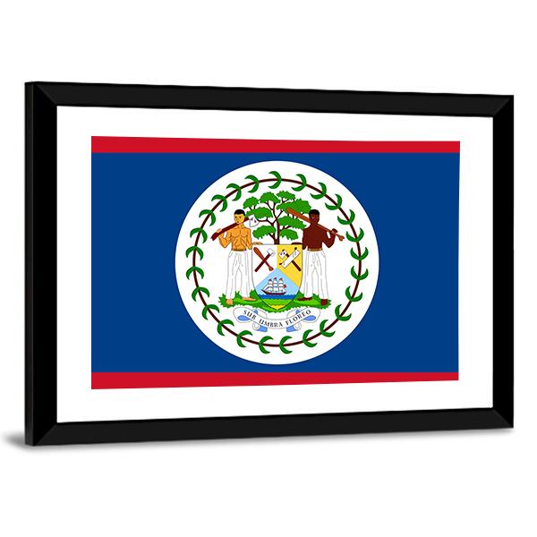Flag Of Belize Canvas Wall Art-3 Horizontal-Gallery Wrap-25" x 16"-Tiaracle