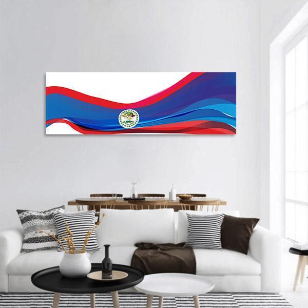 Belize Flag Panoramic Canvas Wall Art-1 Piece-36" x 12"-Tiaracle