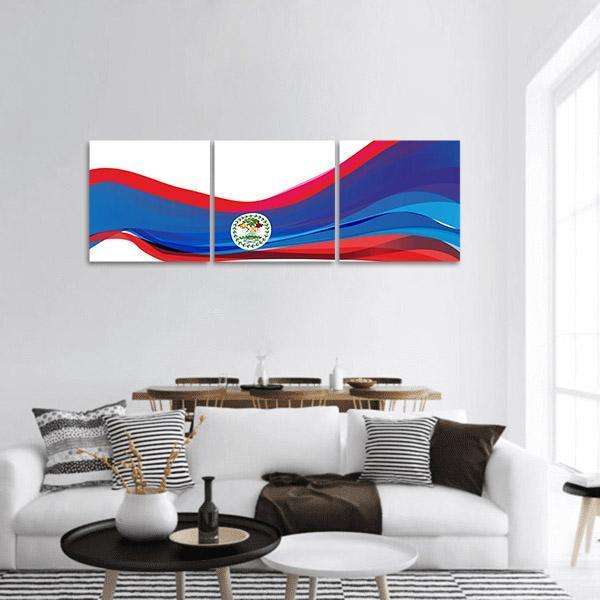 Belize Flag Panoramic Canvas Wall Art-3 Piece-25" x 08"-Tiaracle