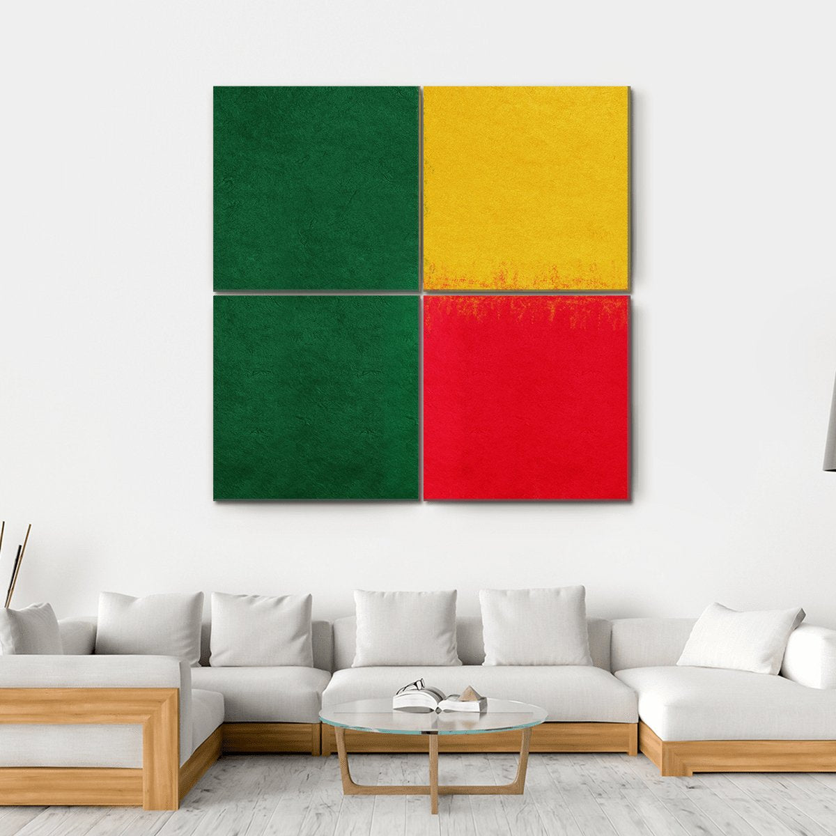 Flag Of Benin Canvas Wall Art-4 Square-Gallery Wrap-17" x 17"-Tiaracle
