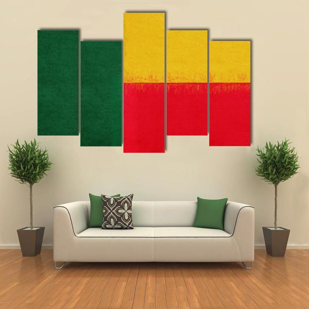 Flag Of Benin Canvas Wall Art-5 Pop-Gallery Wrap-47" x 32"-Tiaracle
