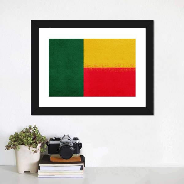Flag Of Benin Canvas Wall Art-1 Piece-Framed Print-20" x 16"-Tiaracle