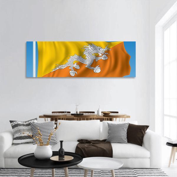 Flag Of Bhutan Panoramic Canvas Wall Art-1 Piece-36" x 12"-Tiaracle