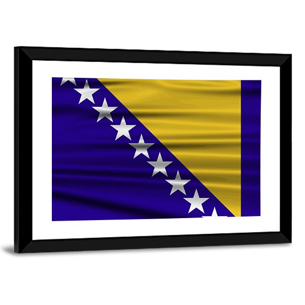Flag Of Bosnia &amp; Herzegovina Canvas Wall Art-5 Horizontal-Gallery Wrap-22" x 12"-Tiaracle