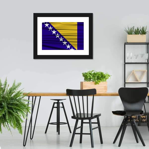 Flag Of Bosnia & Herzegovina Canvas Wall Art-5 Horizontal-Gallery Wrap-22" x 12"-Tiaracle
