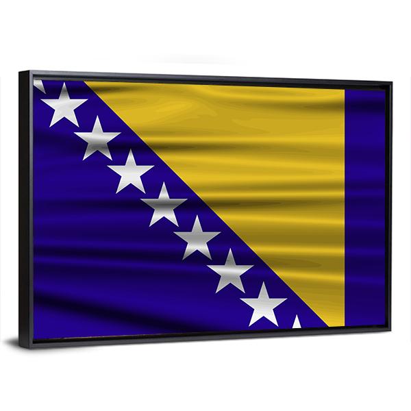 Flag Of Bosnia &amp; Herzegovina Canvas Wall Art-3 Horizontal-Gallery Wrap-25" x 16"-Tiaracle
