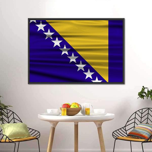 Flag Of Bosnia &amp; Herzegovina Canvas Wall Art-3 Horizontal-Gallery Wrap-25" x 16"-Tiaracle