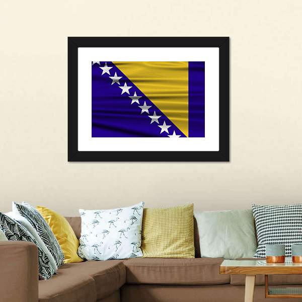 Flag Of Bosnia &amp; Herzegovina Canvas Wall Art-3 Horizontal-Gallery Wrap-25" x 16"-Tiaracle