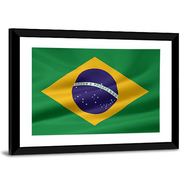 Flag Of Brazil Canvas Wall Art-3 Horizontal-Gallery Wrap-25" x 16"-Tiaracle
