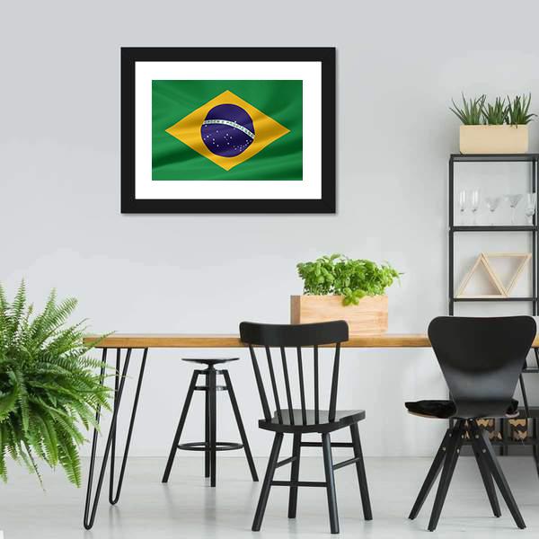 Flag Of Brazil Canvas Wall Art-3 Horizontal-Gallery Wrap-25" x 16"-Tiaracle