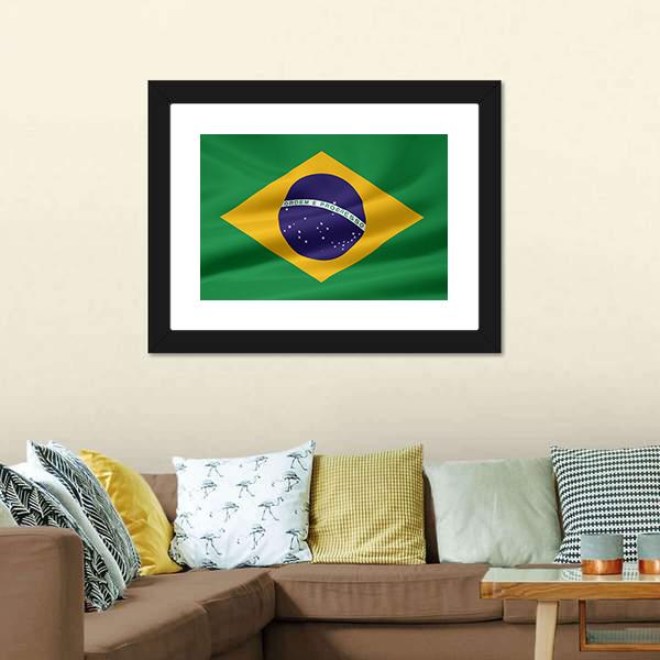 Flag Of Brazil Canvas Wall Art-3 Horizontal-Gallery Wrap-25" x 16"-Tiaracle