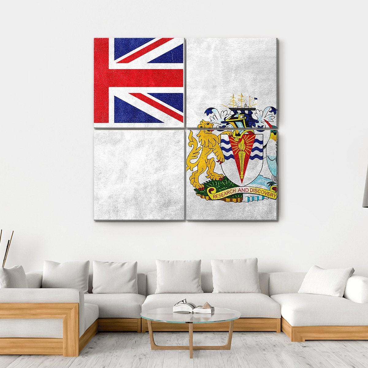 Flag Of British Antarctic Territory Canvas Wall Art-4 Square-Gallery Wrap-17" x 17"-Tiaracle