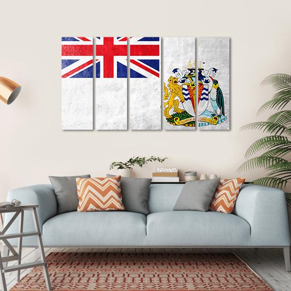 Flag Of British Antarctic Territory Canvas Wall Art-5 Horizontal-Gallery Wrap-22" x 12"-Tiaracle