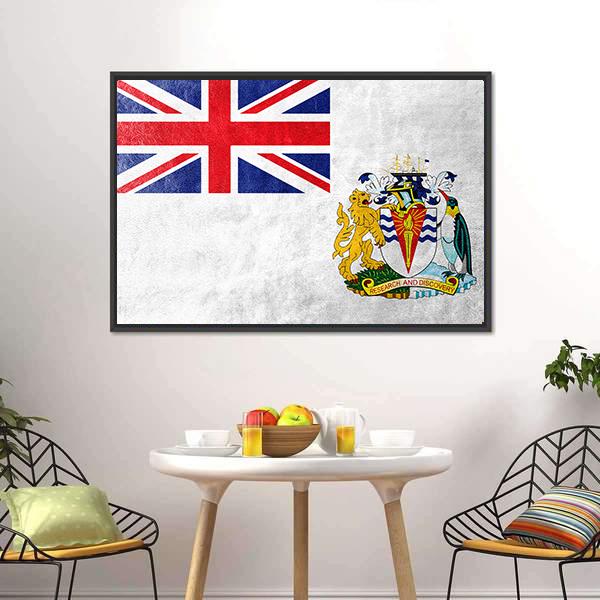 Flag Of British Antarctic Territory Canvas Wall Art-5 Horizontal-Gallery Wrap-22" x 12"-Tiaracle