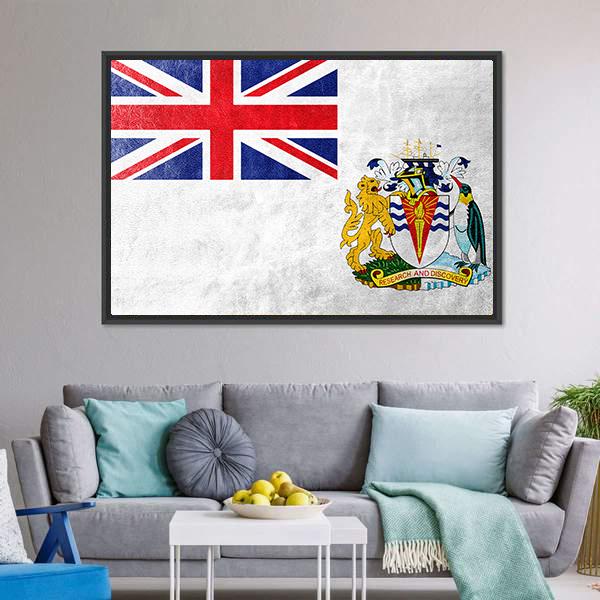 Flag Of British Antarctic Territory Canvas Wall Art-5 Horizontal-Gallery Wrap-22" x 12"-Tiaracle
