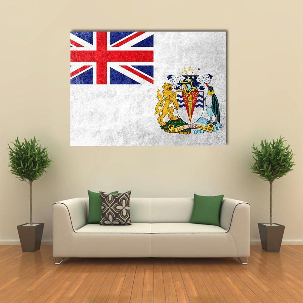 Flag of British Antarctic Territory Canvas Wall Art in white, red and blue, single panel hung on a wall