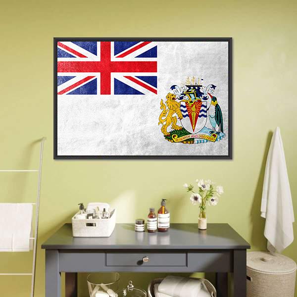 Flag Of British Antarctic Territory Canvas Wall Art-1 Piece-Floating Frame-24" x 16"-Tiaracle